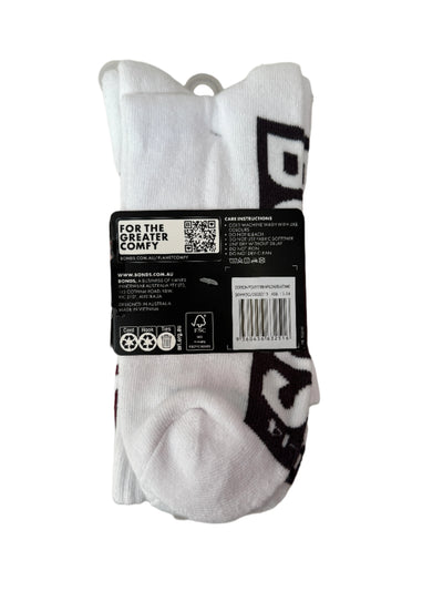 Bonds Mens Logo Cushioned Crew Socks 3 Pack - White/ Blue/ Wine/ Black