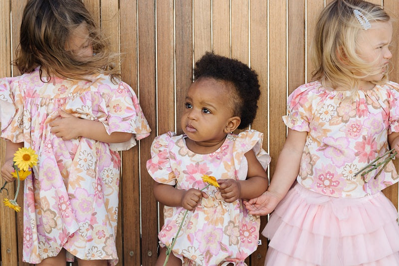 Dukes The Brand Posie Playsuit - Pink and Gold Flower Print