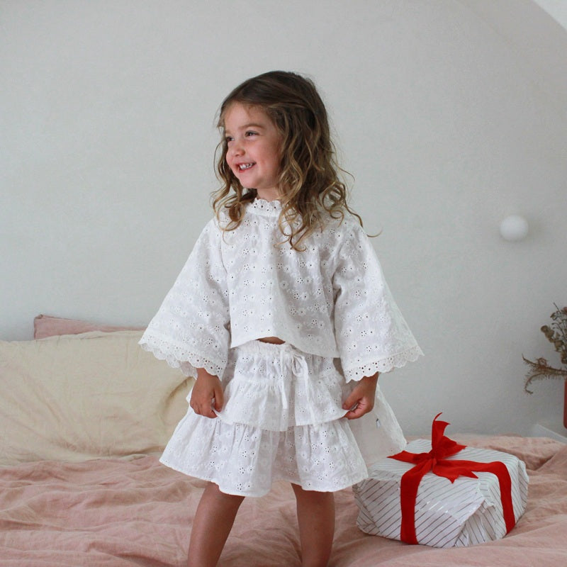 Dukes The Brand White Broderie Ruffle Skirt