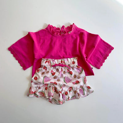 Dukes The Brand Indie 3/4 Top - Bright Magenta Pink