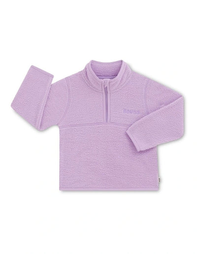 Bonds Kids Teddy Fleece Half Zip Pullover - Cotton Purple Pansy