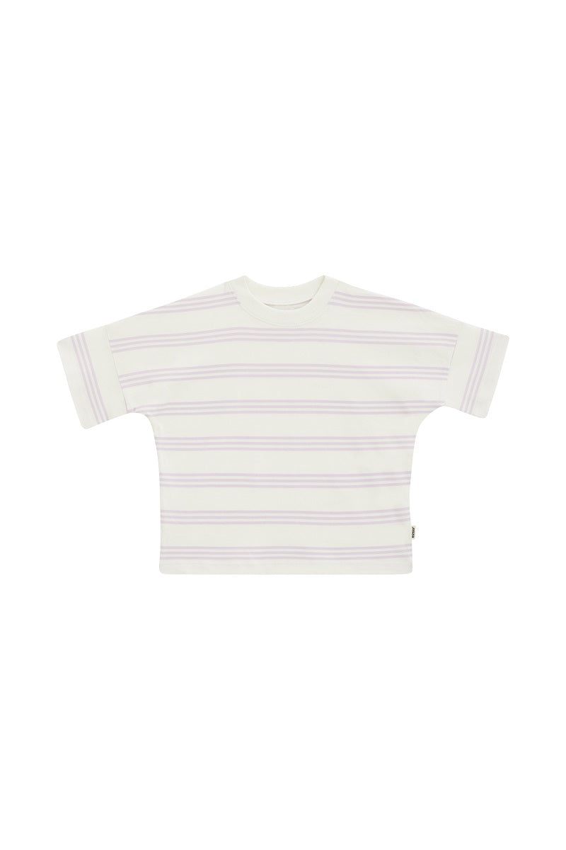 Bonds Kids Drop Shoulder Tee - Triple Threat Lilac Stripe