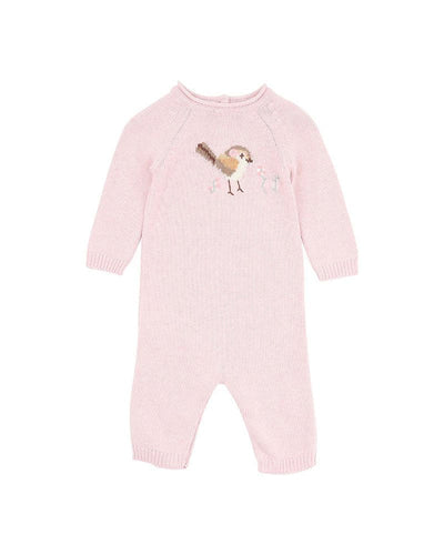 Bebe By Minihaha Molly Bird Knitted Romper - Soft Pink Marl