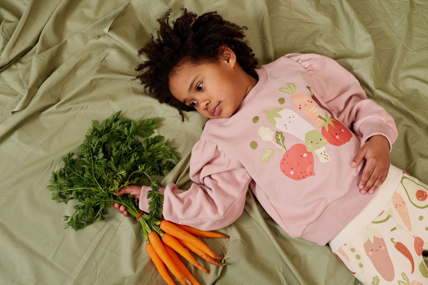 Kapow Kids Veggie Crew Placement Puff Sweater