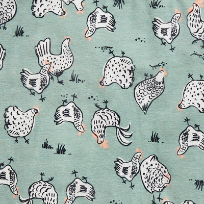 Love To Dream Kids Short Sleeve Cotton Pyjama Set - Chicken Run Olive