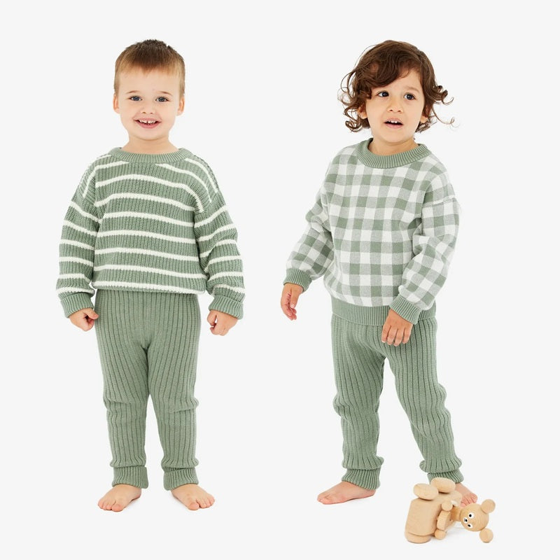 Kynd Baby Organic Chunky Rib Knit Pant - Light Sage