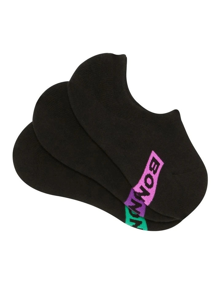 Bonds Women's Cushioned Sneaker Socks 3 Pack - Black