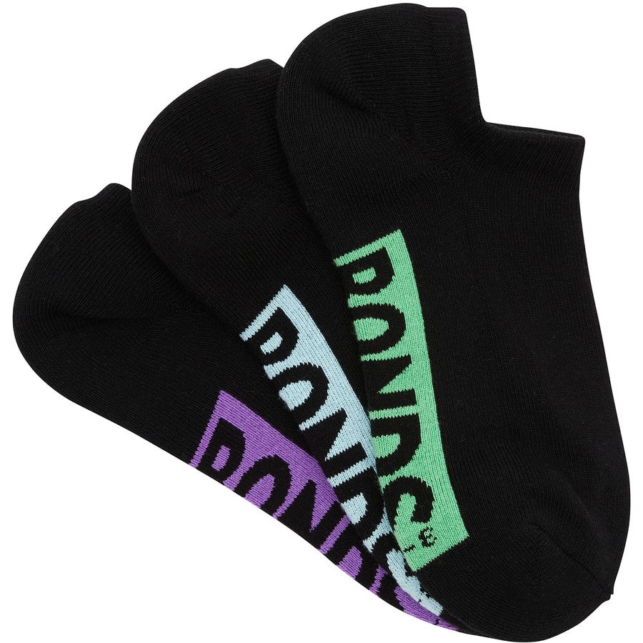 Bonds Womens Logo Cushioned No Show Socks 3 Pack - Green/Pale Blue/Purple