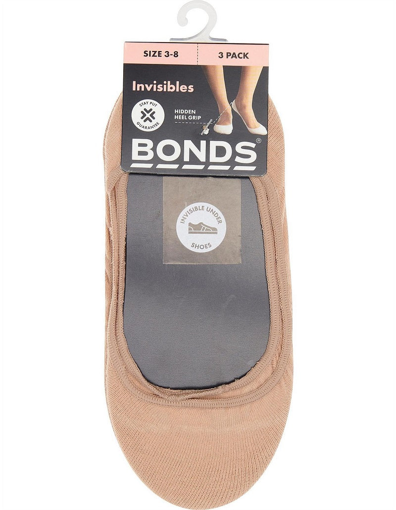 Bonds Womens Invisibles Footlet 3 Pack - Nude