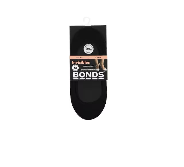 Bonds Womens Invisibles Footlet 3 Pack - Black