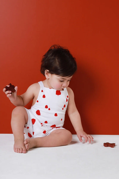 Texas Oak Landon Romper - Red Oak Print