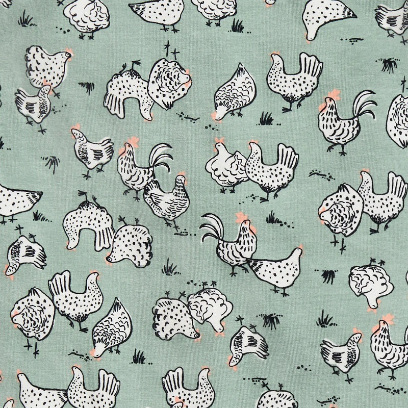 Love To Dream Long Sleeve Footless Romper - Olive Chicken Run