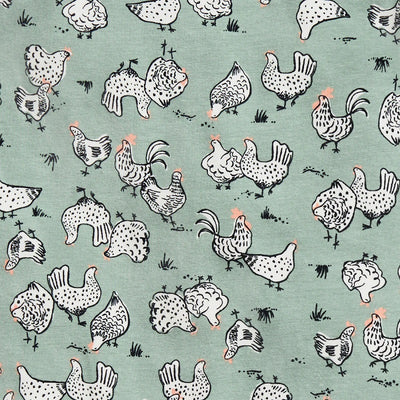 Love To Dream Long Sleeve Footless Romper - Olive Chicken Run