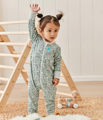 Love To Dream Long Sleeve Footless Romper - Olive Chicken Run