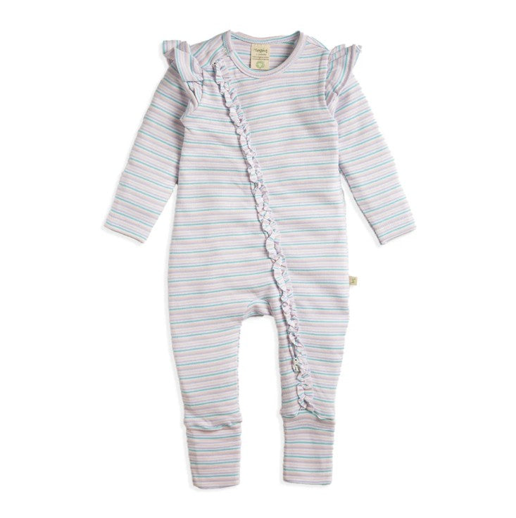 Tiny Twig Long Sleeve Frill Zipsuit - Candy Stripes
