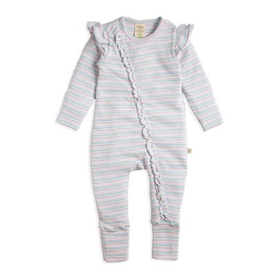 Tiny Twig Long Sleeve Frill Zipsuit - Candy Stripes