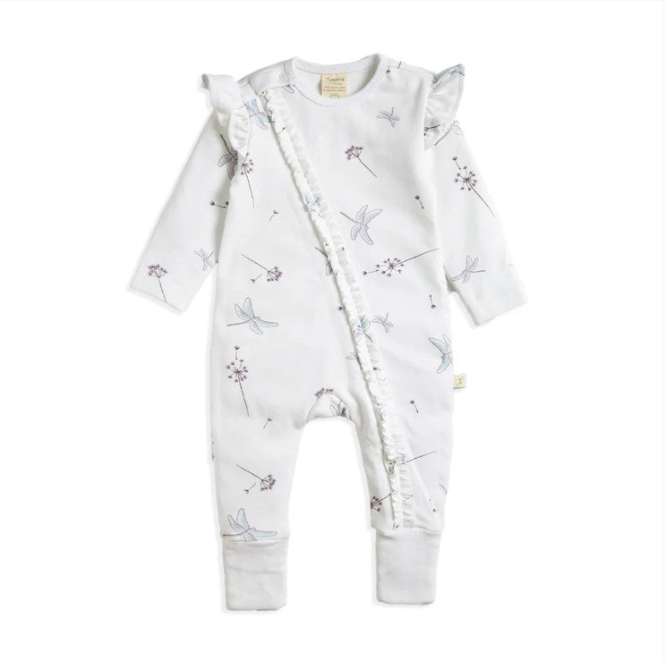 Tiny Twig Long Sleeve Frill Zipsuit - Dragon Fly