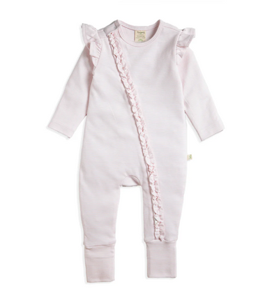 Tiny Twig Long Sleeve Frill Zipsuit - Pink Stripes