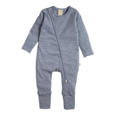 Tiny Twig Long Sleeve Zipsuit - Navy Stripes