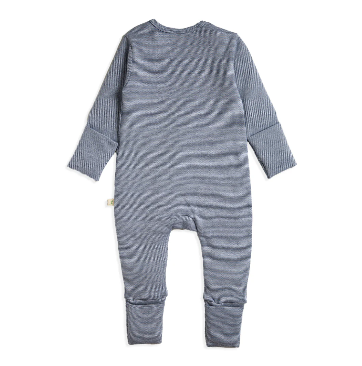 Tiny Twig Long Sleeve Zipsuit - Navy Stripes
