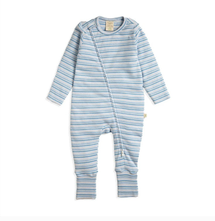 Tiny Twig Long Sleeve Zipsuit - Shell Stripes