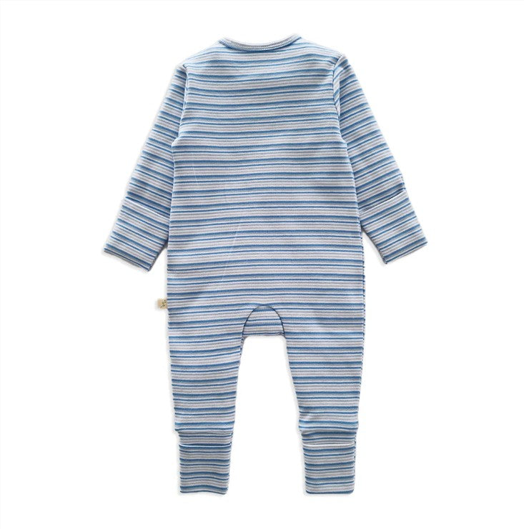 Tiny Twig Long Sleeve Zipsuit - Shell Stripes
