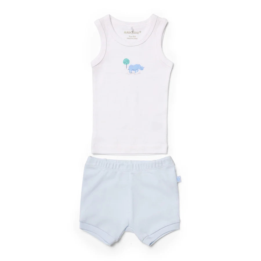 Marquise Safari Singlet & Bloomer Set - Blue/Print