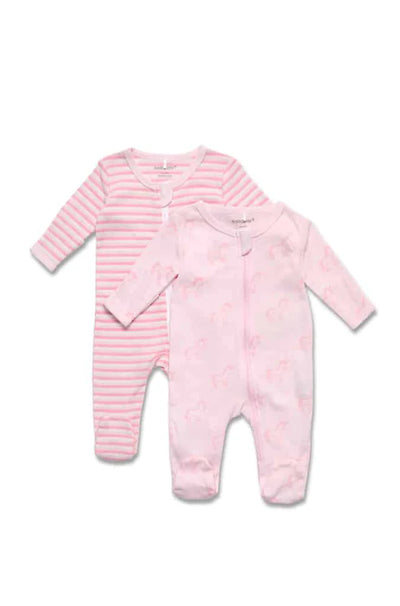 Marquise Unicorn and Stripes Zipsuits 2 Pack - Unicorn/Stripe