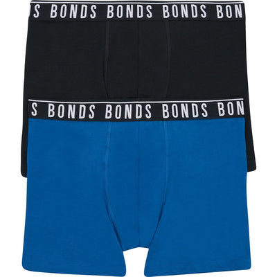 Bonds Mens Everyday Mid Trunk 2 Pack - Blue/Black