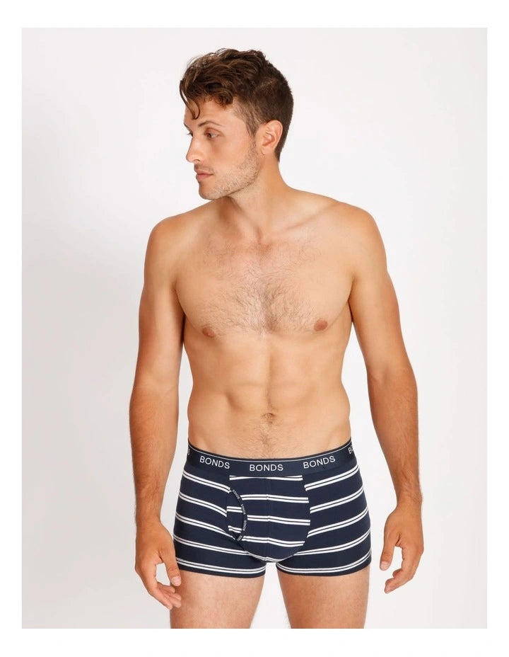 Bonds Mens Guyfront Trunk 3 Pack - Stripe/Grey/Navy