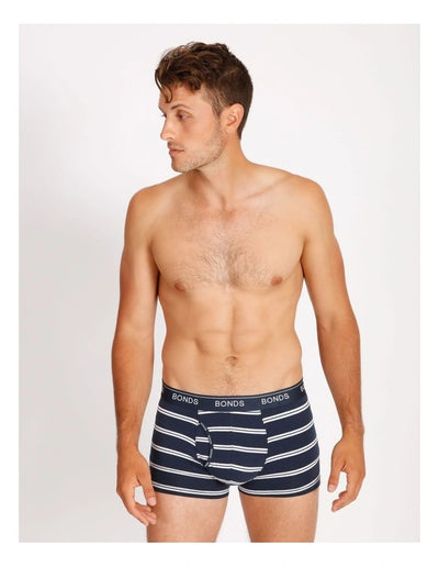 Bonds Mens Guyfront Trunk 3 Pack - Stripe/Grey/Navy
