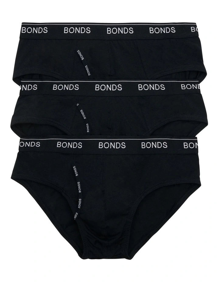 Bonds Men's Guyfront Brief 3 Pack - Black