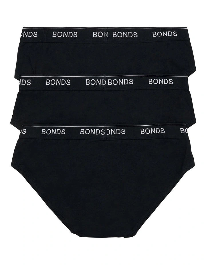 Bonds Men's Guyfront Brief 3 Pack - Black