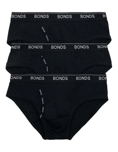 Bonds Men's Guyfront Brief 3 Pack - Black