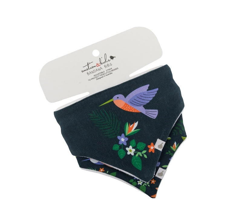 Emotion & Kids Organic Cotton Bandana Bibs 2 Pack - Hummingbirds