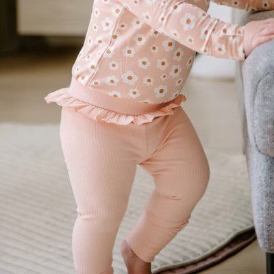 Kynd Baby Frill Rib Legging - Pink Clay