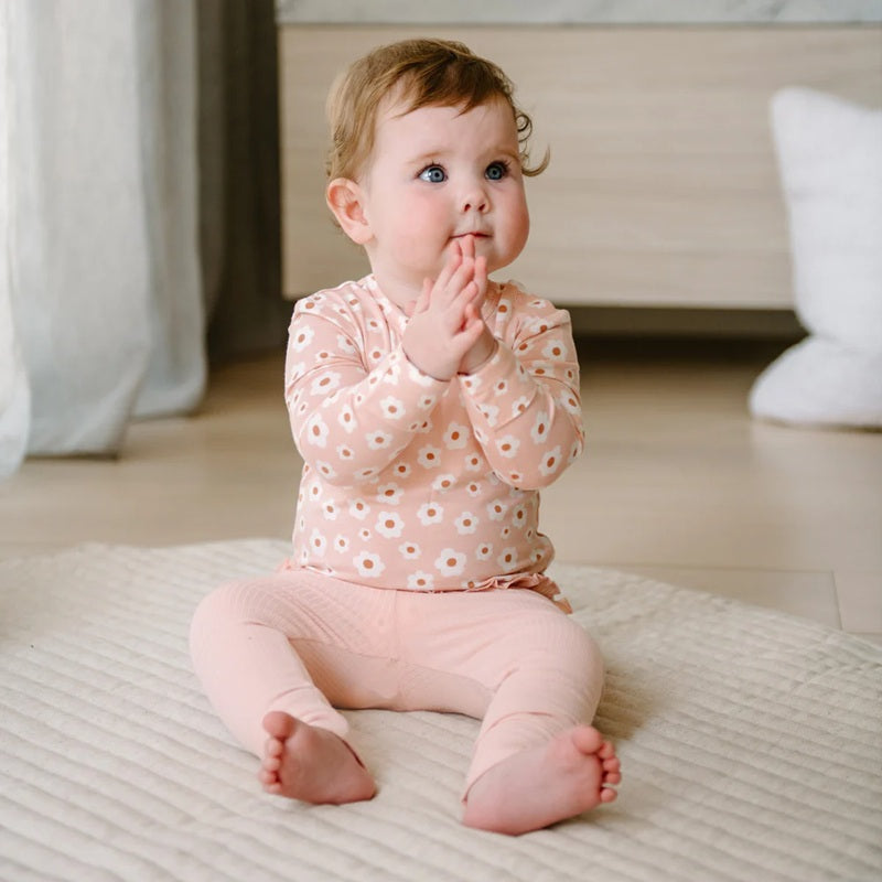 Kynd Baby Frill Rib Legging - Pink Clay