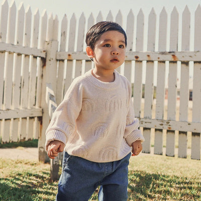 Kynd Baby Rainbow Decorative Knit Jumper - Oatmeal Rainbow