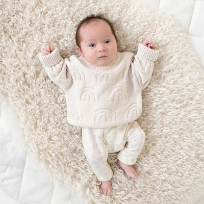 Kynd Baby Rainbow Decorative Knit Jumper - Oatmeal Rainbow