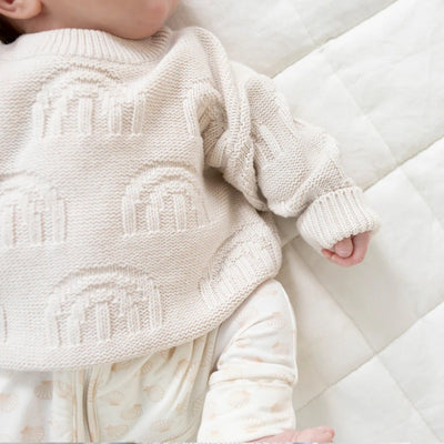Kynd Baby Rainbow Decorative Knit Jumper - Oatmeal Rainbow