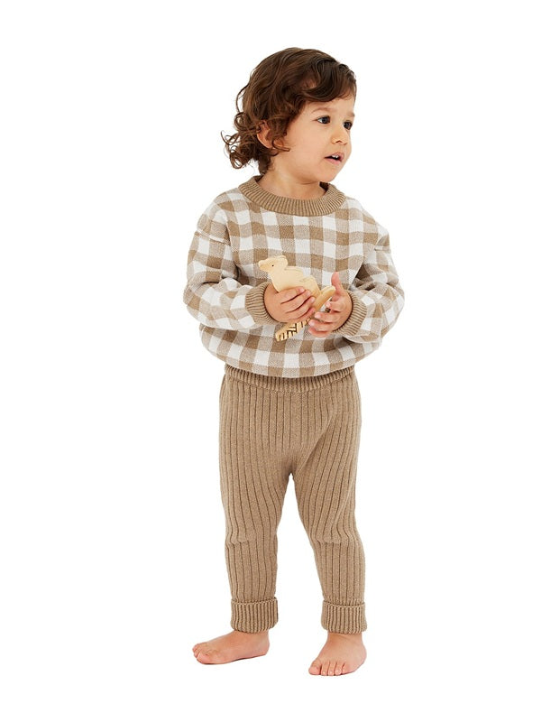 Kynd Baby Organic Chunky Rib Knit Pant - Caramel Marle