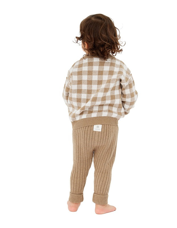 Kynd Baby Organic Chunky Rib Knit Pant - Caramel Marle