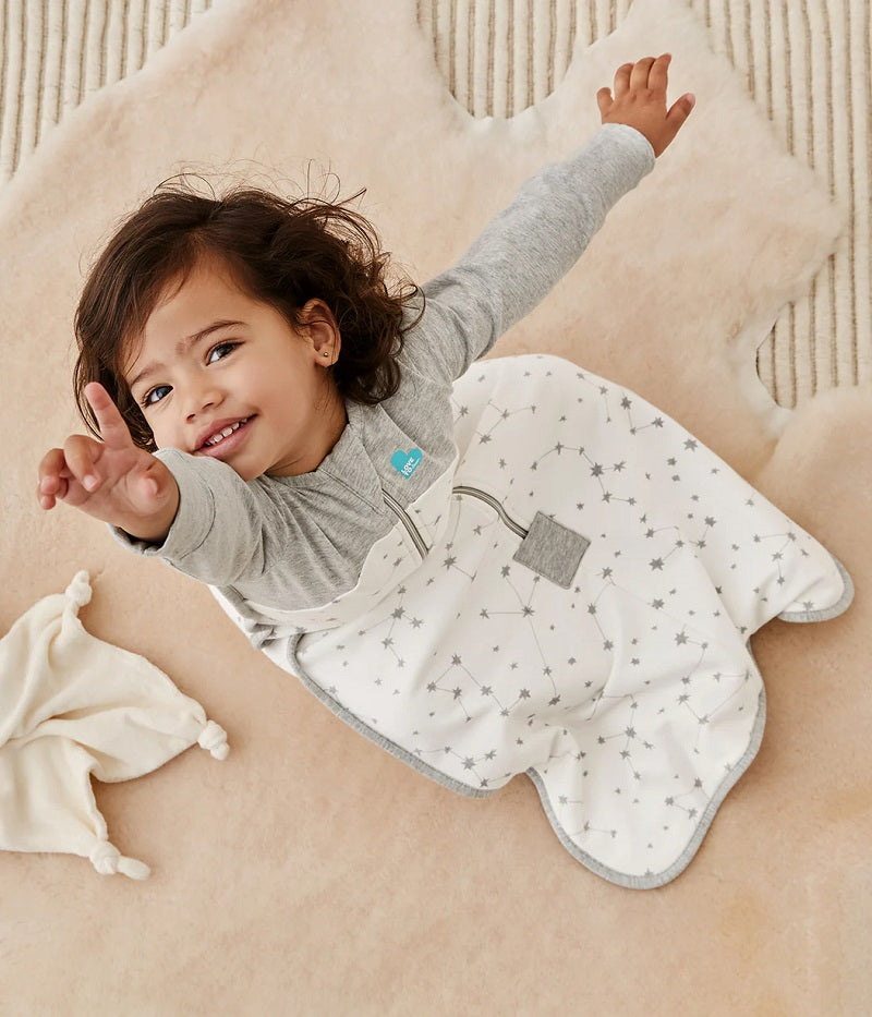 Love To Dream Organic Cotton Fleece Long Sleeve Sleep Bag 1.0 TOG - White Stellar