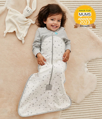 Love To Dream Organic Cotton Fleece Long Sleeve Sleep Bag 1.0 TOG - White Stellar
