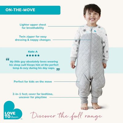 Love To Dream Organic Cotton Fleece Long Sleeve Sleep Suit 1.0 TOG - Rose