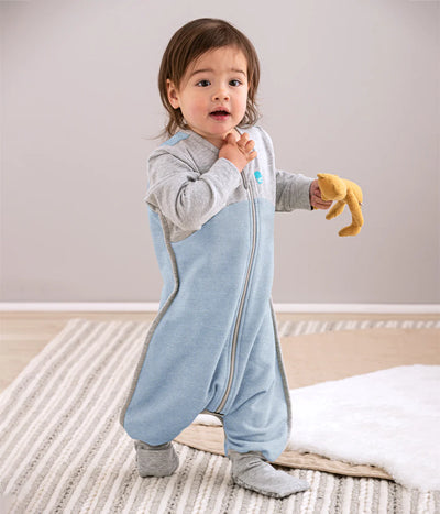 Love To Dream Organic Cotton Fleece Sleep Suit Long Sleeve 1.0 TOG - Dusty Blue