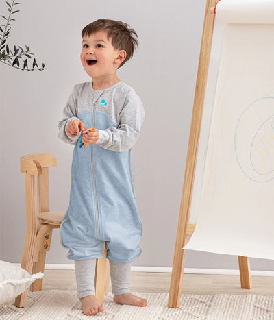 Love To Dream Organic Cotton Fleece Sleep Suit Long Sleeve 1.0 TOG - Dusty Blue