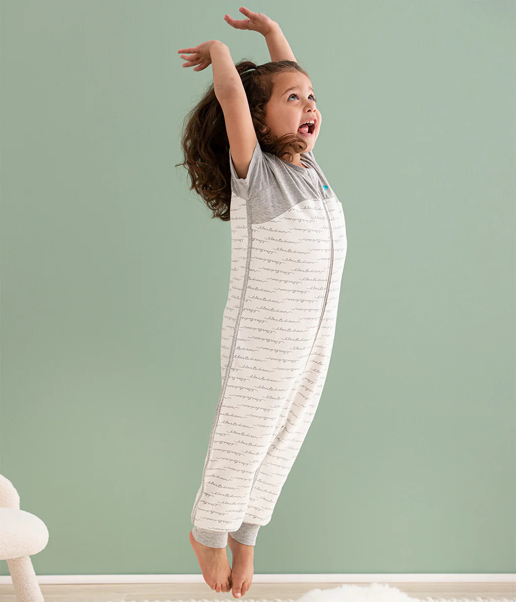 Love To Dream Organic Cotton Fleece Sleep Suit Short Sleeve 1.0 TOG - White Dreamer