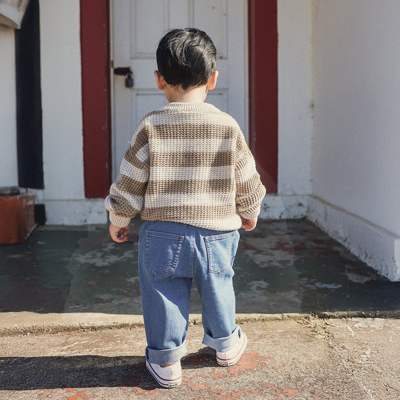 Kynd Baby Organics Textured Knit Jumper - Caramel Stripe