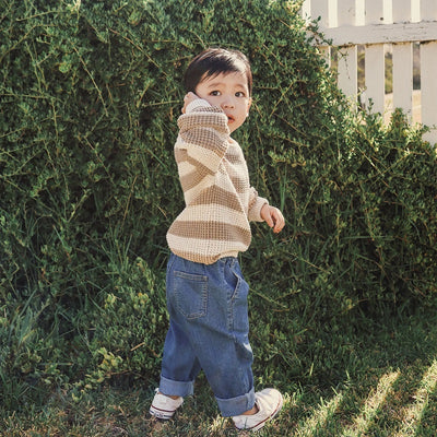 Kynd Baby Organics Textured Knit Jumper - Caramel Stripe